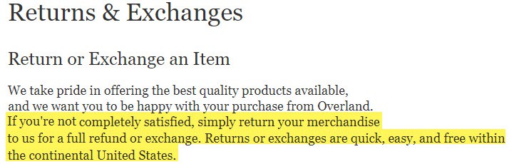 overland.com review returns exchanges
