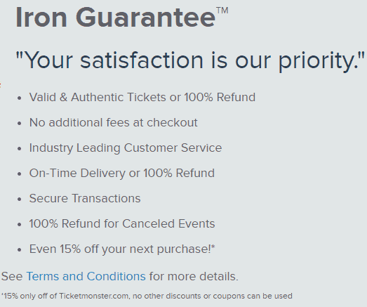 is ticketmonster legit guarantee refund