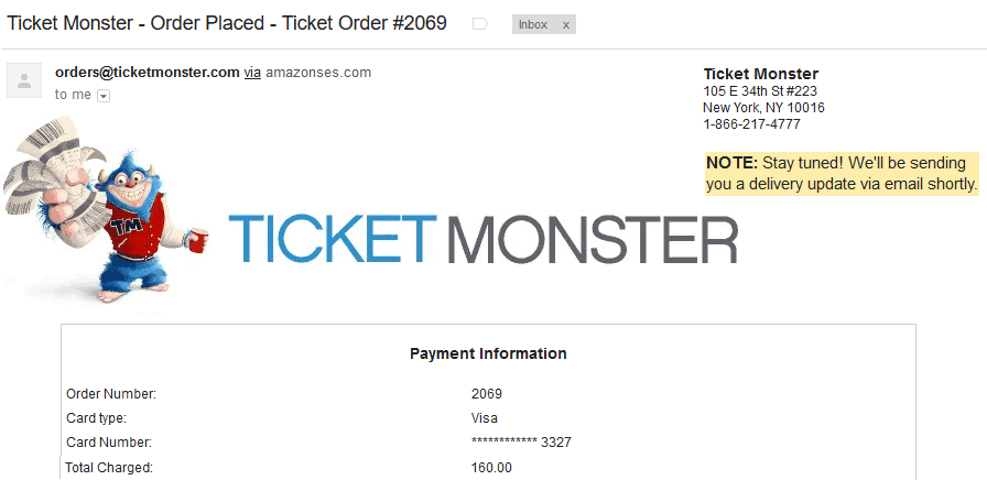 ticket monster reviews order confirmation