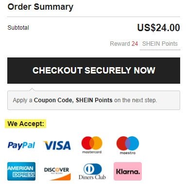 reviews shein.com payments checkout